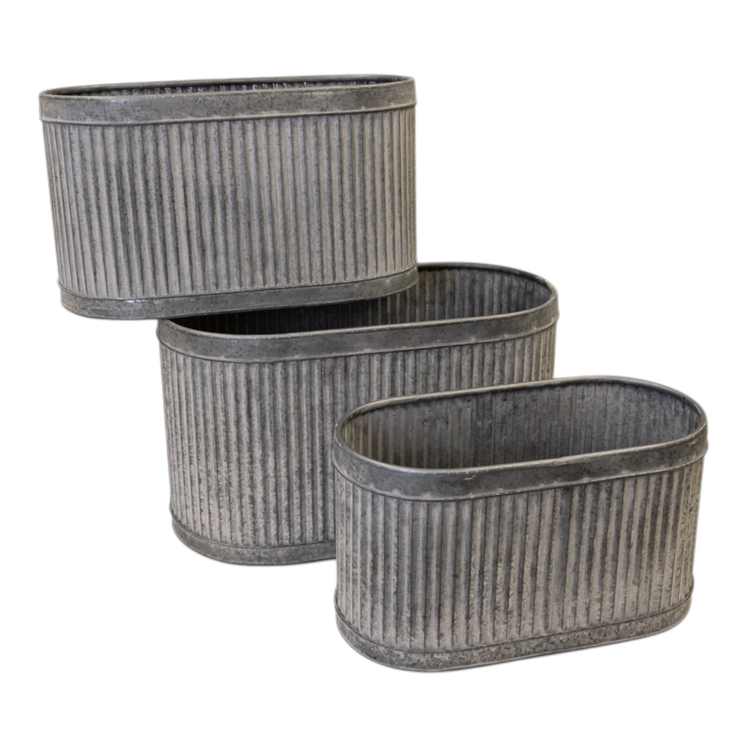 Set of 3 Ribbed Oval Plant Pots-0
