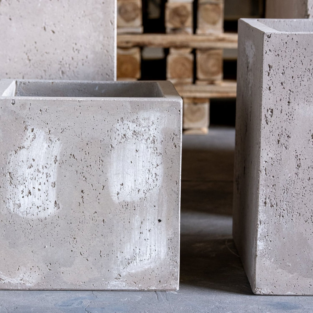Cubrosa | Set Of 4 - Truffle – Concrete Square Planters Set – Cube Plant Pots Nest-3