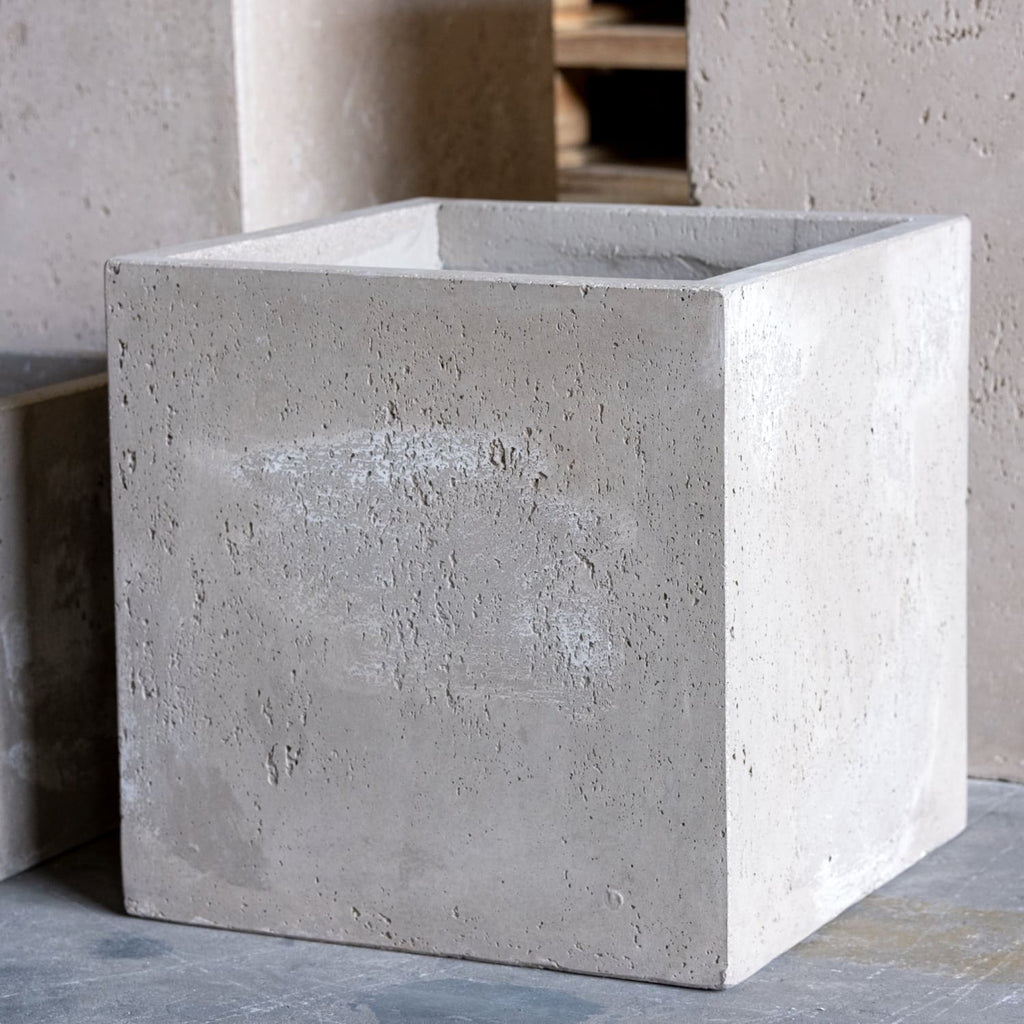 Cubrosa | Set Of 4 - Truffle – Concrete Square Planters Set – Cube Plant Pots Nest-4