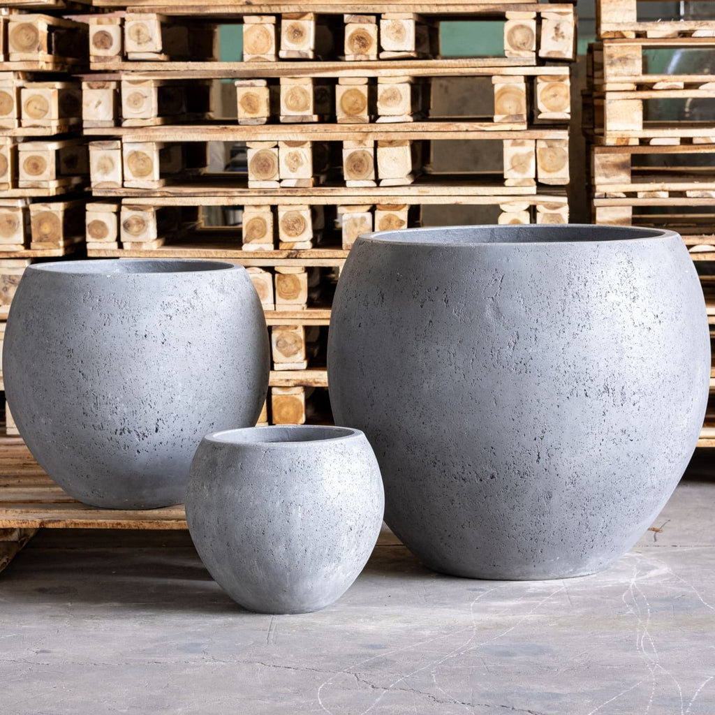Orbello | Set Of 3 - Onyx Dusk – Concrete Sphere Planter Set – Round Orbs Plant Pot Nest-3